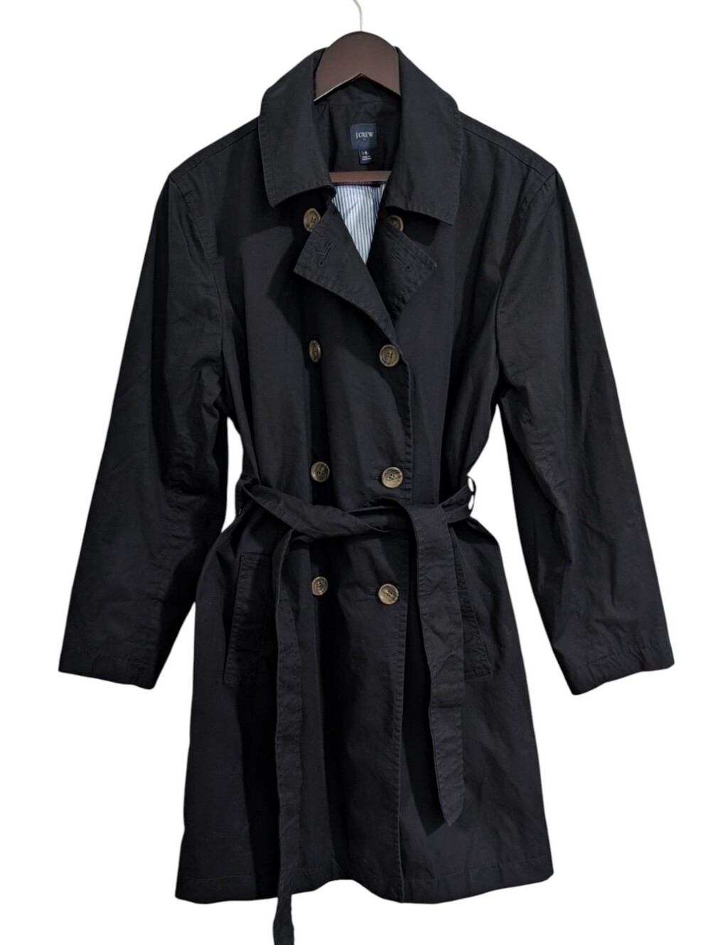 J.Crew Factory Women's Classic Double-Breasted Cotton Trench Coat Size 16 - Picture 2 of 9